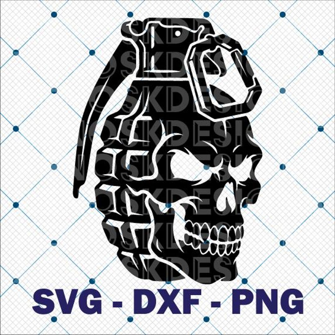Skull Grenade SVG - Military Skull Clipart - Explosive Skeleton Cut ...