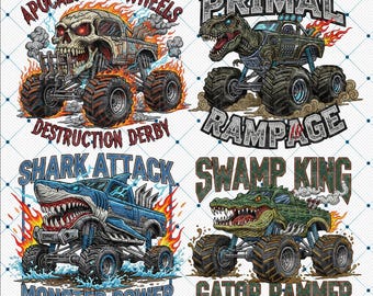 Monster Truck PNG - Graphics for T-Shirts - Kids Monster Jam Clipart Digital Download