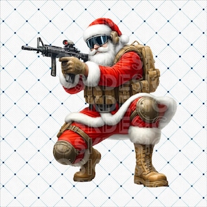 Tactical Military Santa Claus PNG: Soldier Christmas Graphic (digital ...