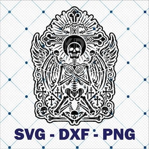 Gothic Skeleton Angel SVG, Dark Sacred Geometry Clipart (DXF, PNG)