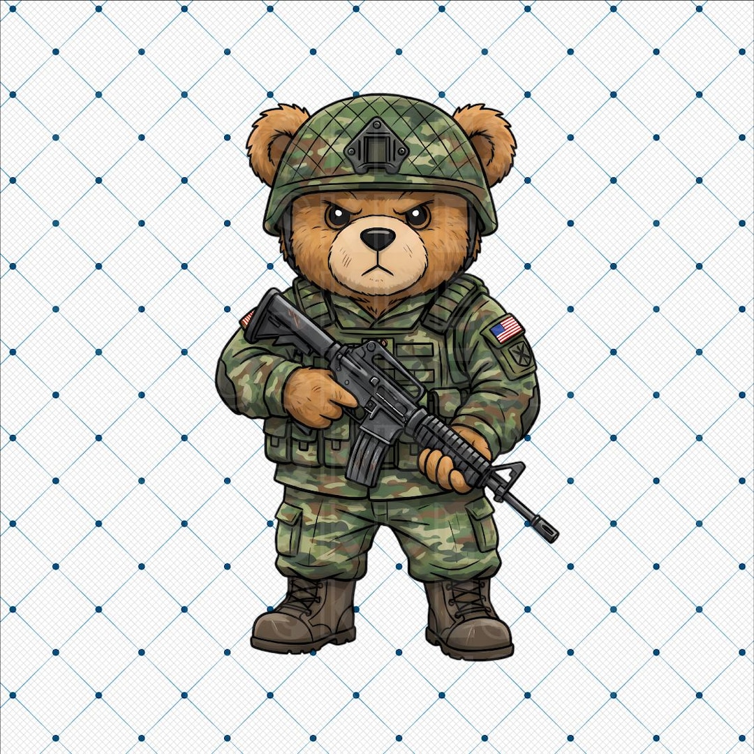 Army Bear PNG - Military Teddy Bear Clipart - USA Flag Tactical Uniform ...