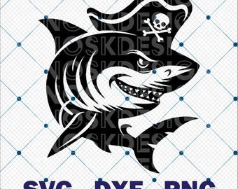 Shark Pirate SVG File, Digital Download, Nautical Clipart, Silhouette Cut File, Ocean Animal Art, Sea Creature Graphic