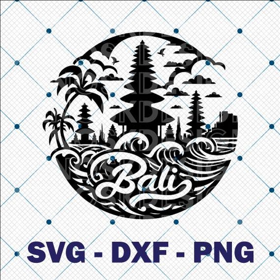 Bali Wall Art Print: Tropical Island Souvenir (SVG, PNG, DXF  display picture 1