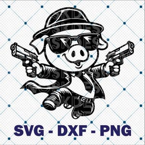 Gangster Pig SVG, Cool Pig SVG, Streetwear Piglet Design, Hip Hop Feline Graphic, Animal Lover Gift, Urban Gangster Piglet SVG, Piglet svg
