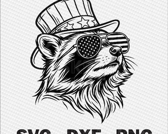 Patriotic Raccoon SVG - 4th of July Design for Wall Art, T-Shirt, Totebag, Mug