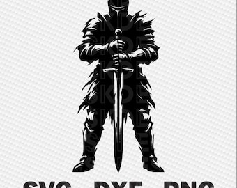 Armored Knight SVG, Crusader Knight PNG, Silhouette Clipart, Cricut Cut File