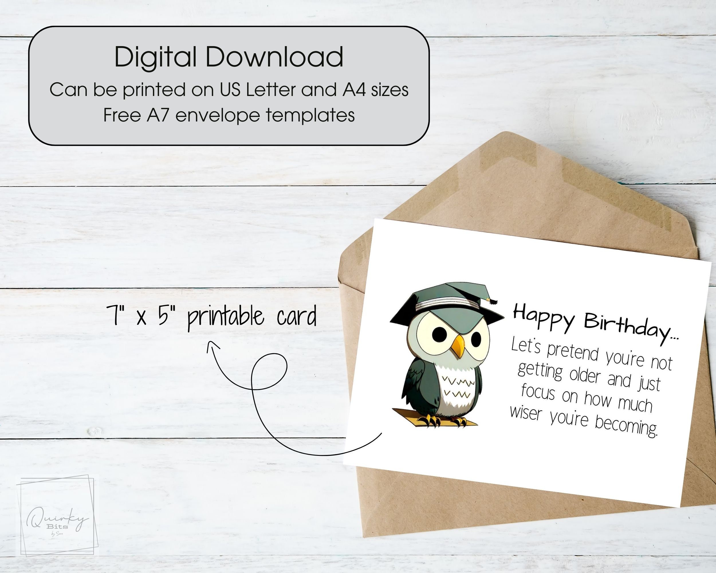Printable Funny Birthday Card, Digital Instant Download 5x7 Inch, Quirky Greeting Cards, Free A7 ...