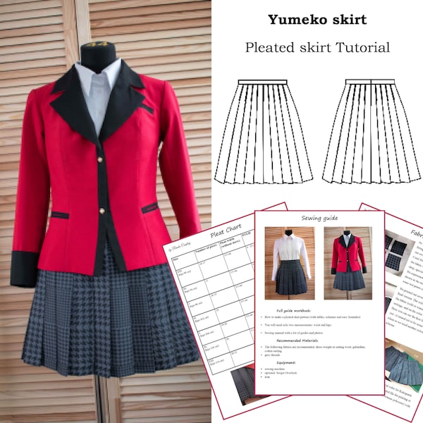 Anime Pleated Skirt Tutorial / Knife pleat skirt Tutorial / Yumeko Cosplay skirt