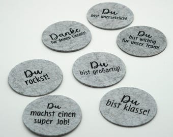 Regalo para empleados / Agradecimiento a los empleados / Pequeño obsequio de oficina / Posavasos de fieltro motivador / Regalo para el jefe