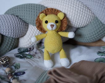 León de crochet / Amigurumi / Nacimiento de bebé / Peluche safari / Figuras de animales de crochet / Peluche bebé