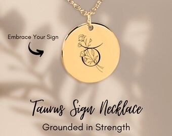Zodiac Birth Flower Necklace, Custom Astrology Gift