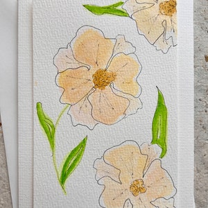 Cartão comemorativo original com flor de magnólia em aquarela e tinta para todas as ocasiões - em branco dentro
