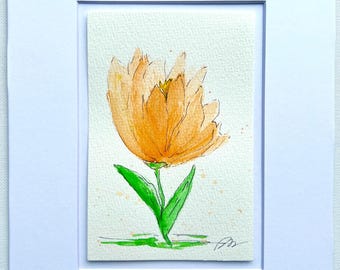 Original Watercolor and Ink Painting - Dreaming of Dahlias Floral Flower Art Spring Mother's Day Gift - 8x10 matted