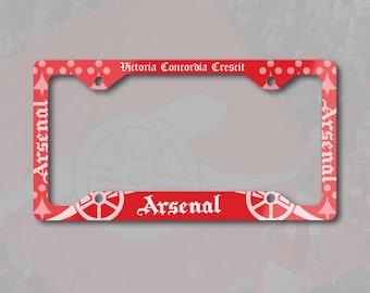 Arsenal Fan Gift | Gunners License Plate Frame, Fan Gift, Gunners Metal Auto Tag Holder | Victoria Concordia Crescit