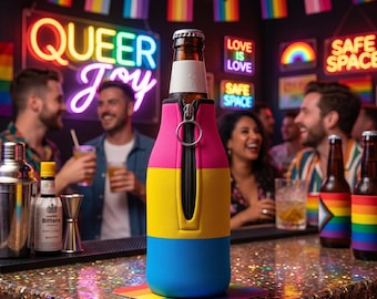LGBTQ Pansessuale / Portabevande termico / Bandiera Pride / Custodia termica con cerniera per bottiglie