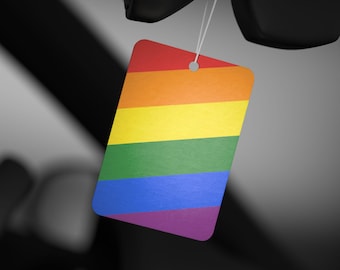 Ambientador para coche con rayas arcoíris / Ambientador con aroma a la bandera del orgullo LGBTQ+ / Accesorios para coche LGBTQ+