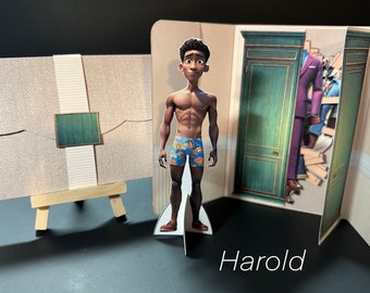 Harold paper doll set with folio