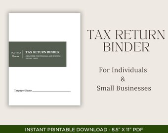 Tax Return Binder: Personal & Business Organizer (PDF Download)