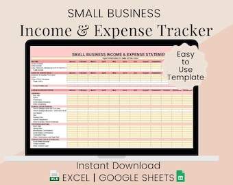 Income & Expense Tracker for Small Business | Monthly Deduction Tracker | Small Business Bookkeeping Tax Planner| Tax Deduction Spreadsheet