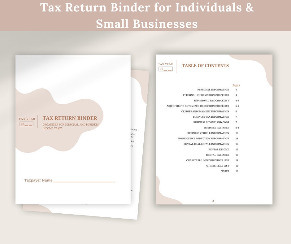 Schedule C Excel Template & Tax Return Binder: Small Business Income ...