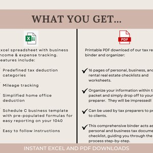 Schedule C Excel Template & Tax Return Binder: Small Business Income ...