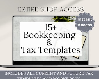 Bookkeeping and Tax Worksheets | Entire Shop Access | Bookkeeping Bundle | Instant Access to Tax Templates | Small Business Worksheets Easy