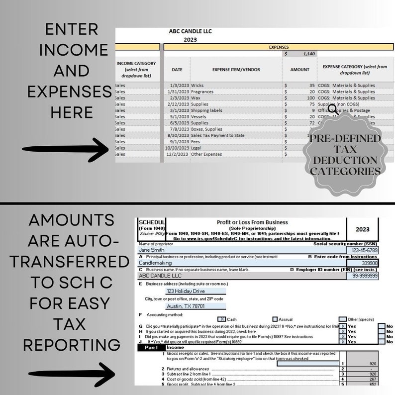 Tax-ready Schedule C Excel Template: Income & Expense Tracker (digital ...