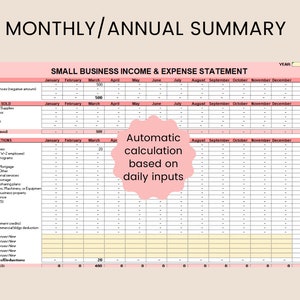 Monthly and annual income and expense tracking