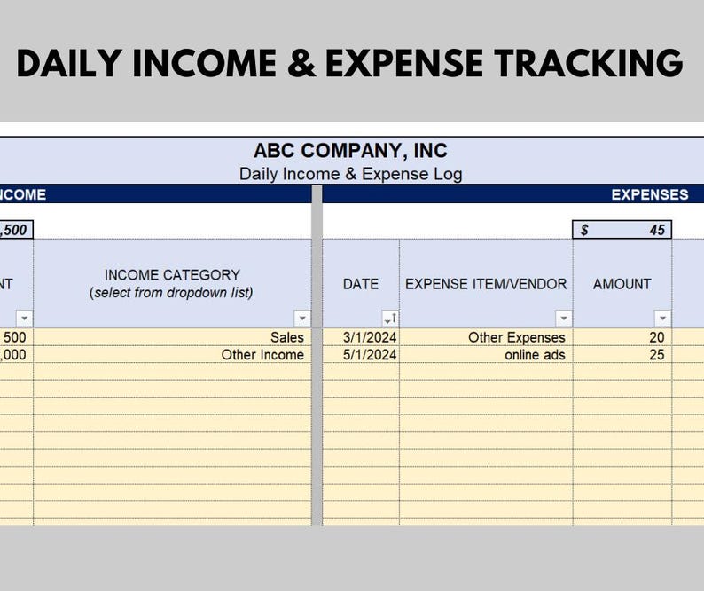 Small Business Income Expense Tracker: Schedule C (excel & Google ...