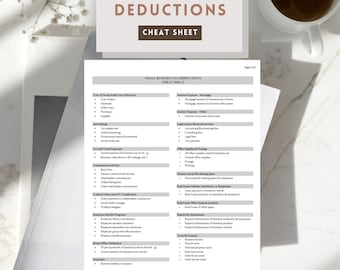 Business Tax Deductions Cheat Sheet, printable tax deductions small business, Tax deduction tracker, etsy seller deductions, tax checklist