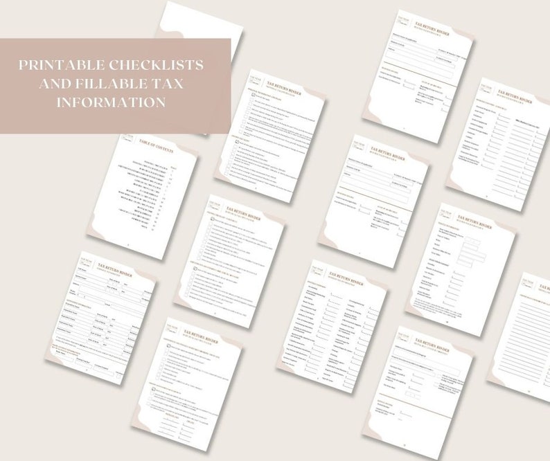 Printable Tax Return Binder for Personal and Business Taxes, Tax Return ...