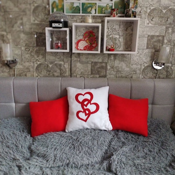 Handmade decorative pillow with a heart