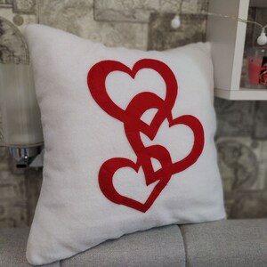 Handmade decorative pillow with a heart zdjęcie 3