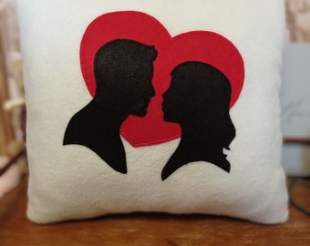 Handmade pillow with the image of lovers