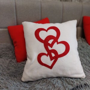 Handmade decorative pillow with a heart zdjęcie 4