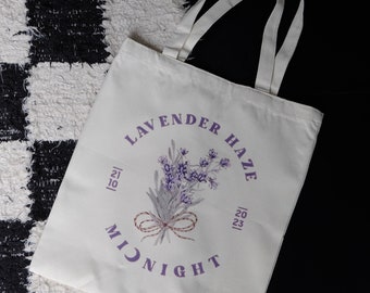 Sac fourre-tout Lavender Haze Taylor Swift Midnights Album blanc coton violet