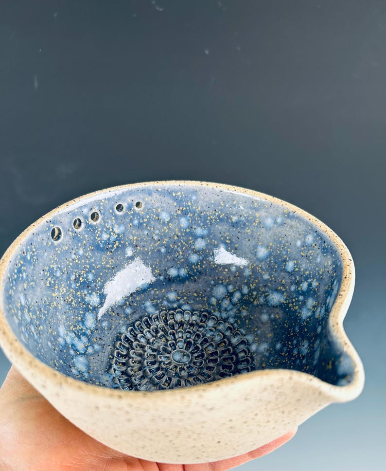 Garlic grater, Herbs shredder, Herbs stripper, Stoneware ceramic, Handmade , Beautiful and one of a kind! 5” wide / 2” tall