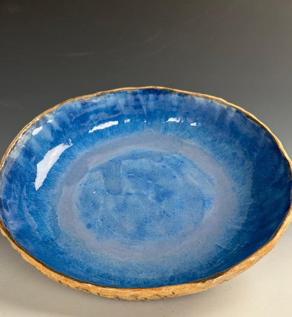 Handgefertigte Keramikschale: Salatteller, große Servierschüssel, Tischdekoration, 25 cm breit, 10 cm hoch