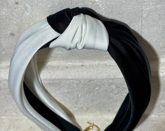 Eleganter Haarreif mit Knoten - schwarz/weiss