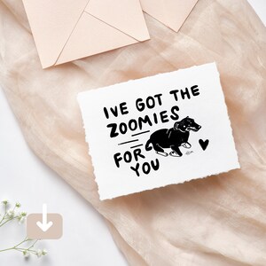 DOG LOVER CARD dog zoomies, adorable, funny, quirky, lighthearted, anniversary, valentines, just because, animal lover, black and white