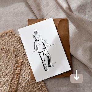 AUF SCHULTERN KARTE Illustration, sofortiger Download, druckbar, süß, besonders, Eltern und Kind, sentimental, hehren, zusammen, bedeutungsvoll