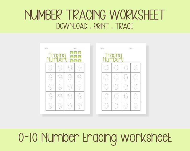 Number Tracing Worksheet for Kids Numbers 0-10 Fun & Educational ...