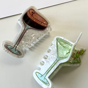 Acrylic Martini Hair Claw Clip: Funny Drink Accessory