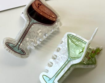 Acrylic Martini Hair Claw Clip: Funny Drink Accessory