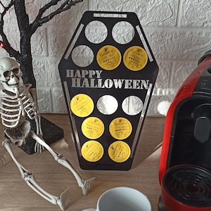 Halloween Coffin Coffee Pod Holder Template | Laser Cut File for 3mm Material | svg, dxf, png, ai, pdf | Instant Download| Digital Product