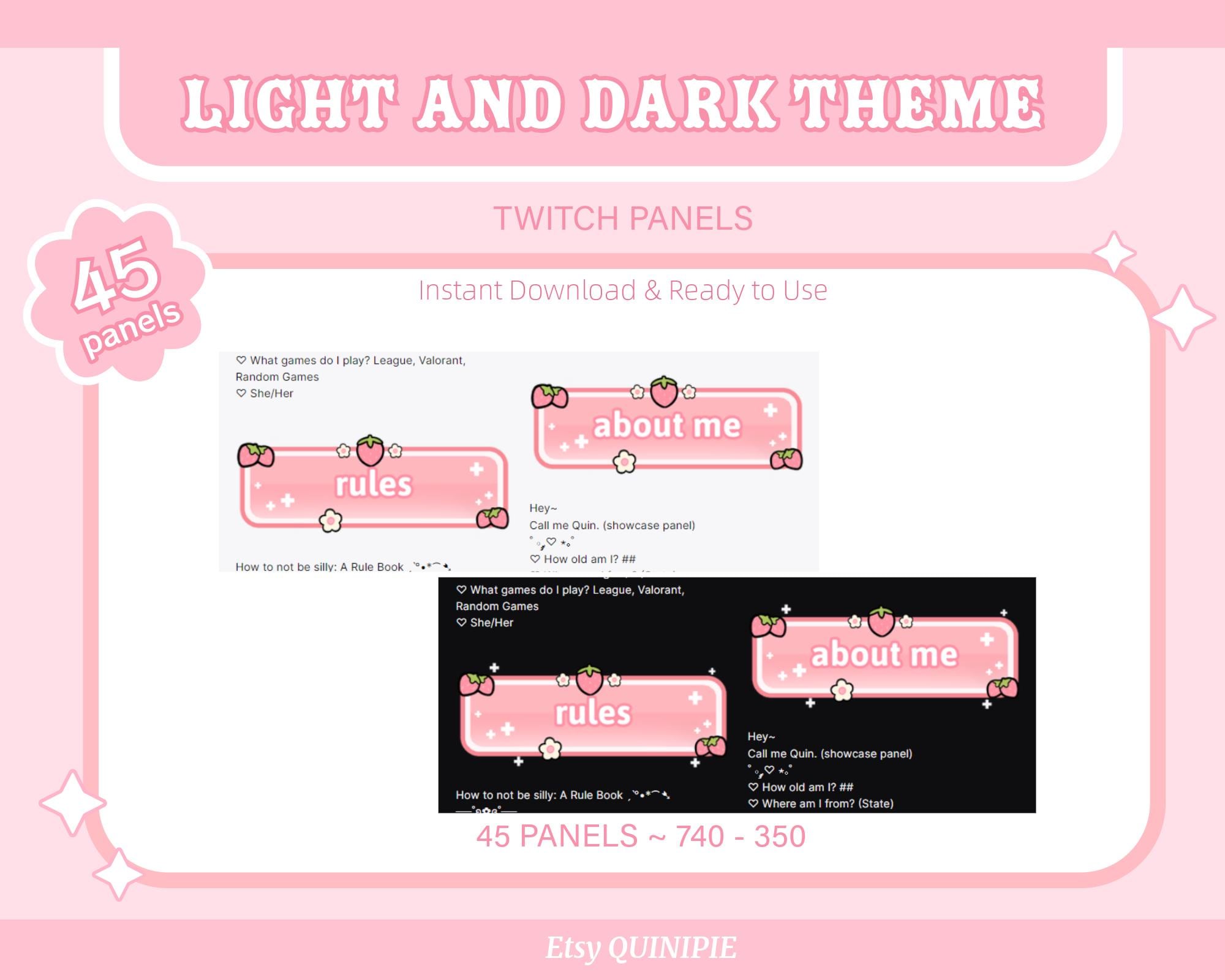 Cute Twitch Panels for Streamers Strawberry Twitch Panel Soft Pink ...