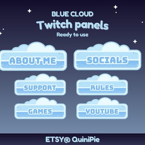 blue twitch panels pastel blue twitch panels cloud panels for twitch streamers soft blue twitch streaming assets cute blue twtich panels
