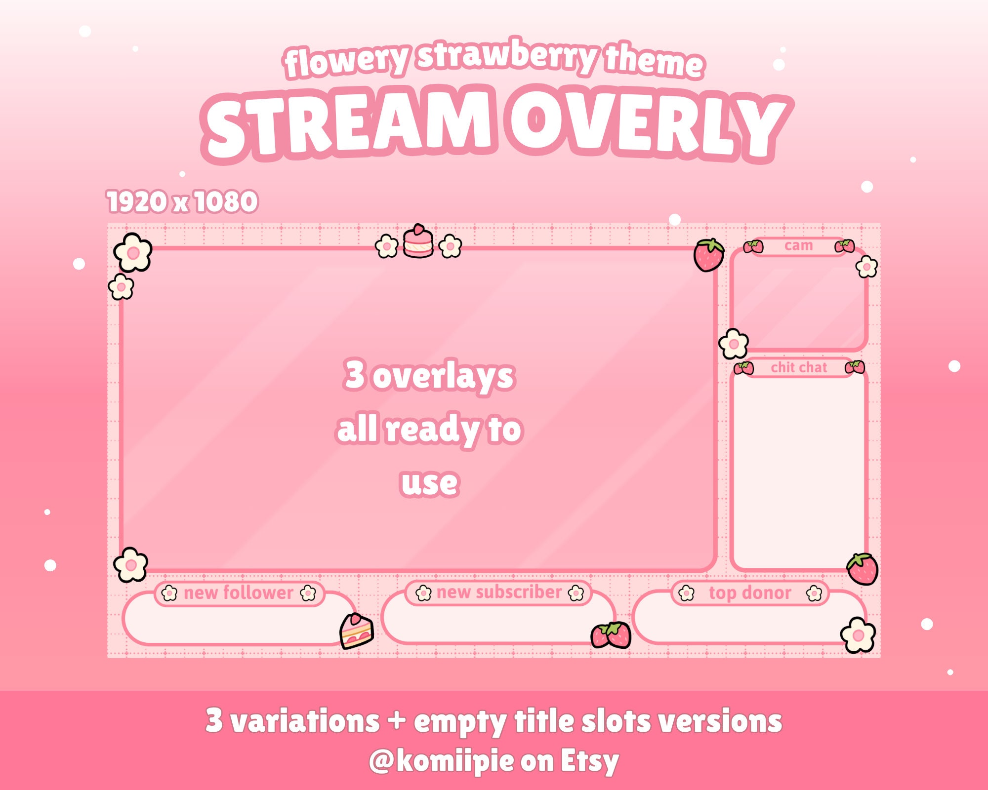 Cute Twitch Screens Overlay Pack Full Screen Overlay With Chat Box ...