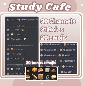 Aesthetic Discord Server Template for Students Cute Cafe Theme Discord Template with Free Emotes Roles for Study Groups and Virtual Learning