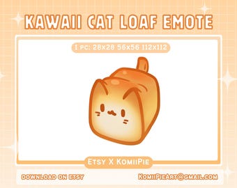 Cute Cat Loaf Twitch Emote Kawaii Cat Emote Cafe and Bread Theme Channel Point Icon Cute Bit Badge Toast and Cat Meme Emotes for Streamers